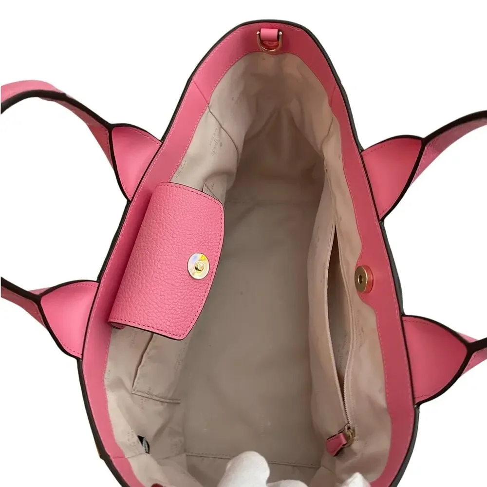 Kate Spade Basket Woven Leather Tote Detachable Crossbody Strap Like New - Picture 10 of 12